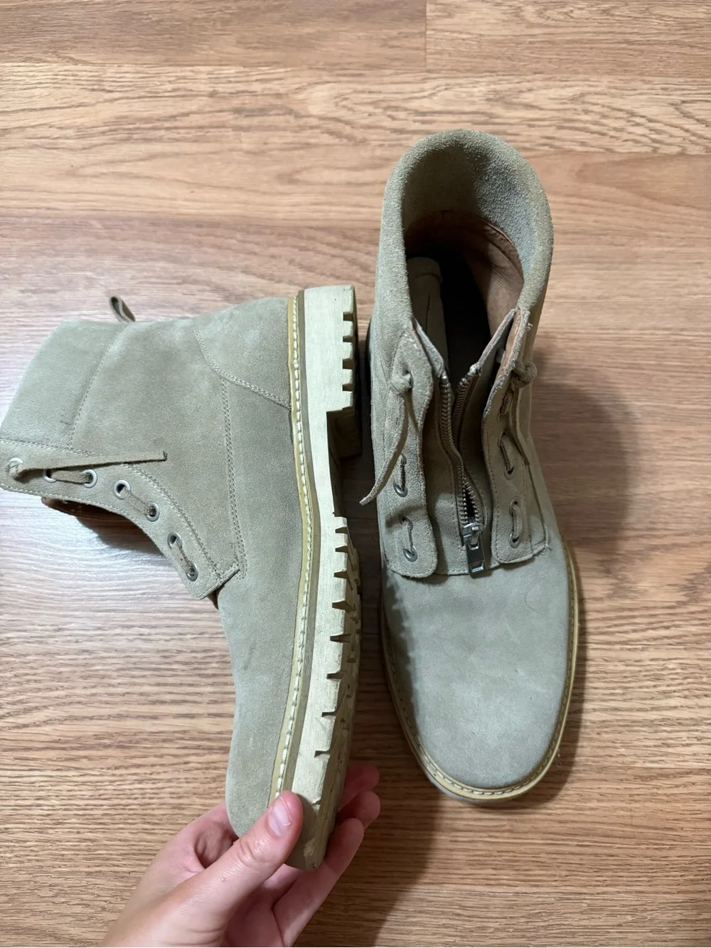 Saks Fifth Avenue Men's Beige Suede Zip Ankle Boots